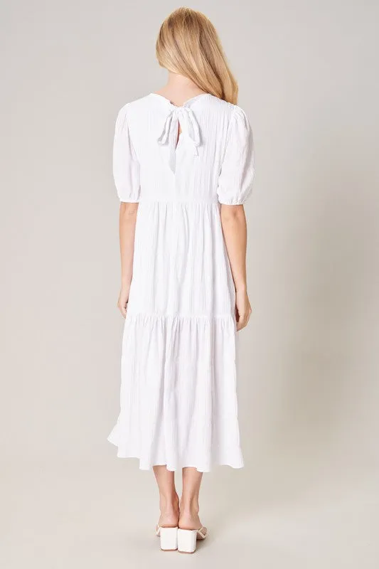 Bastille Back Tie Tiered Midi Dress