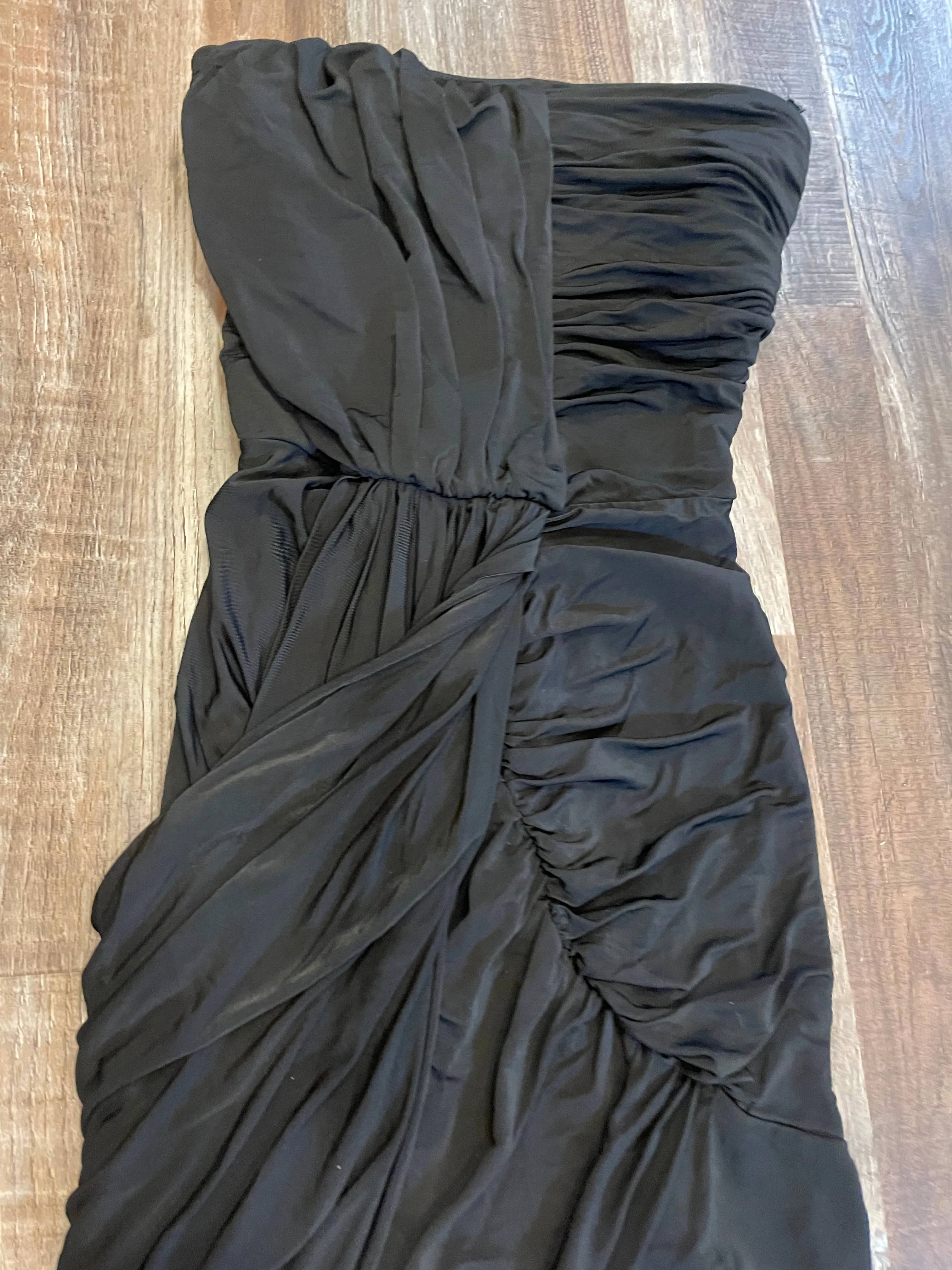 bebe Black Bodycon Cocktail Dress Strapless Open Back size XSmall