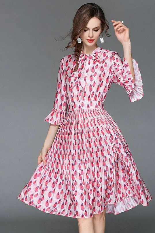 Bell Sleeve Chiffon Dress