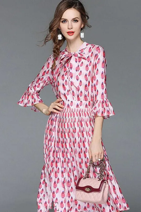 Bell Sleeve Chiffon Dress