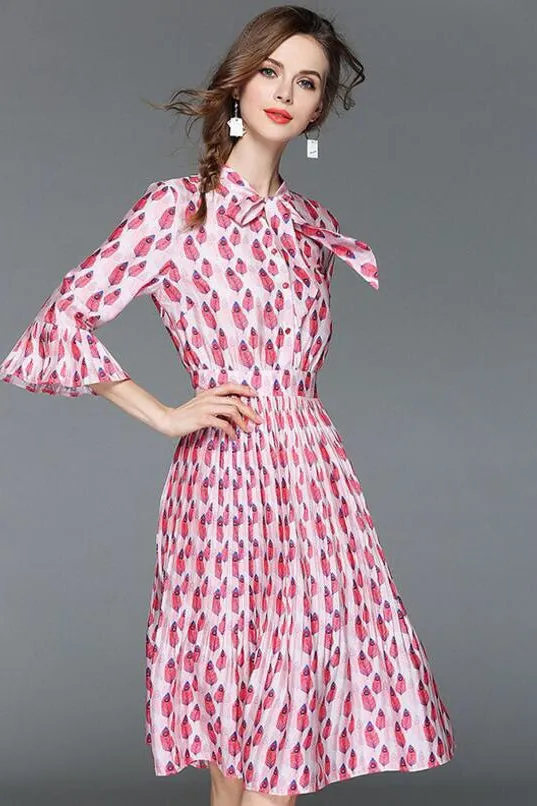 Bell Sleeve Chiffon Dress