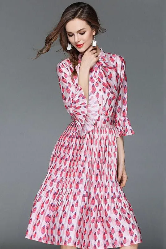 Bell Sleeve Chiffon Dress