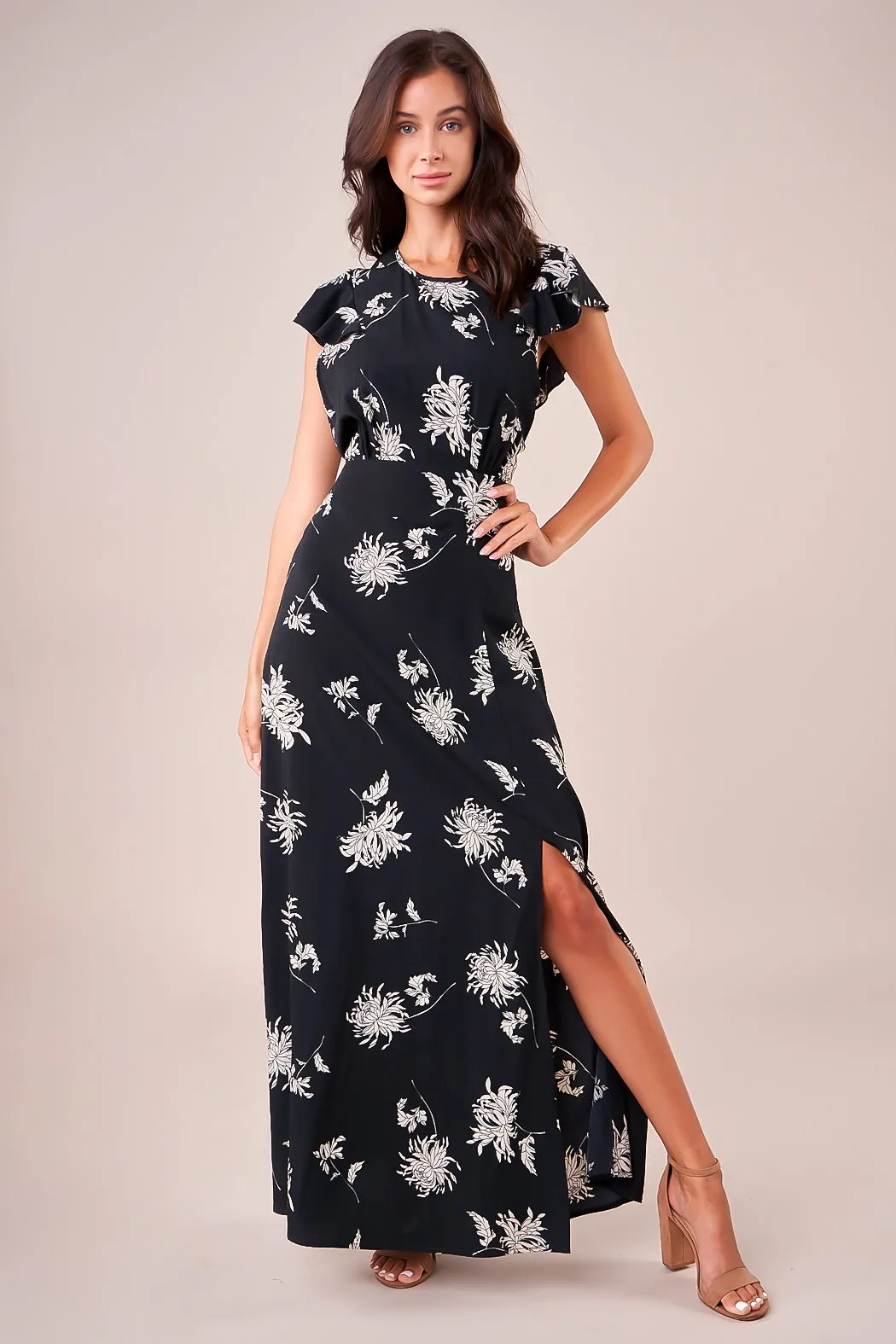 Bermuda Open Back Floral Maxi Dress