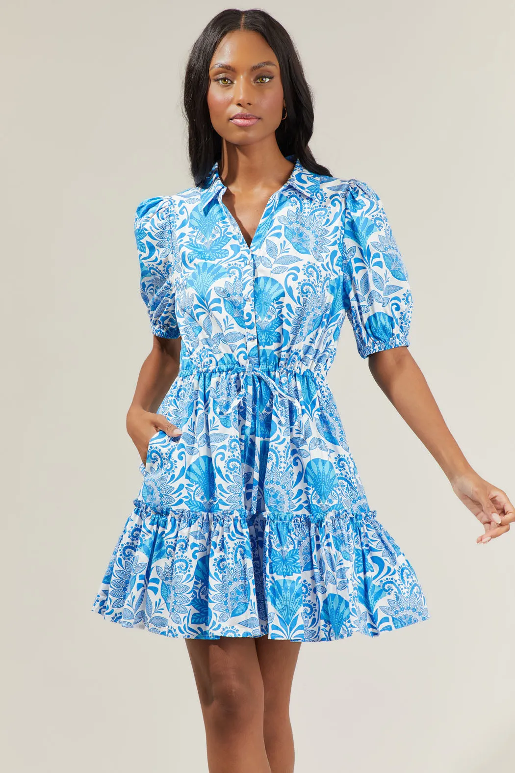 Biller Floral Stacie Button Down Mini Dress