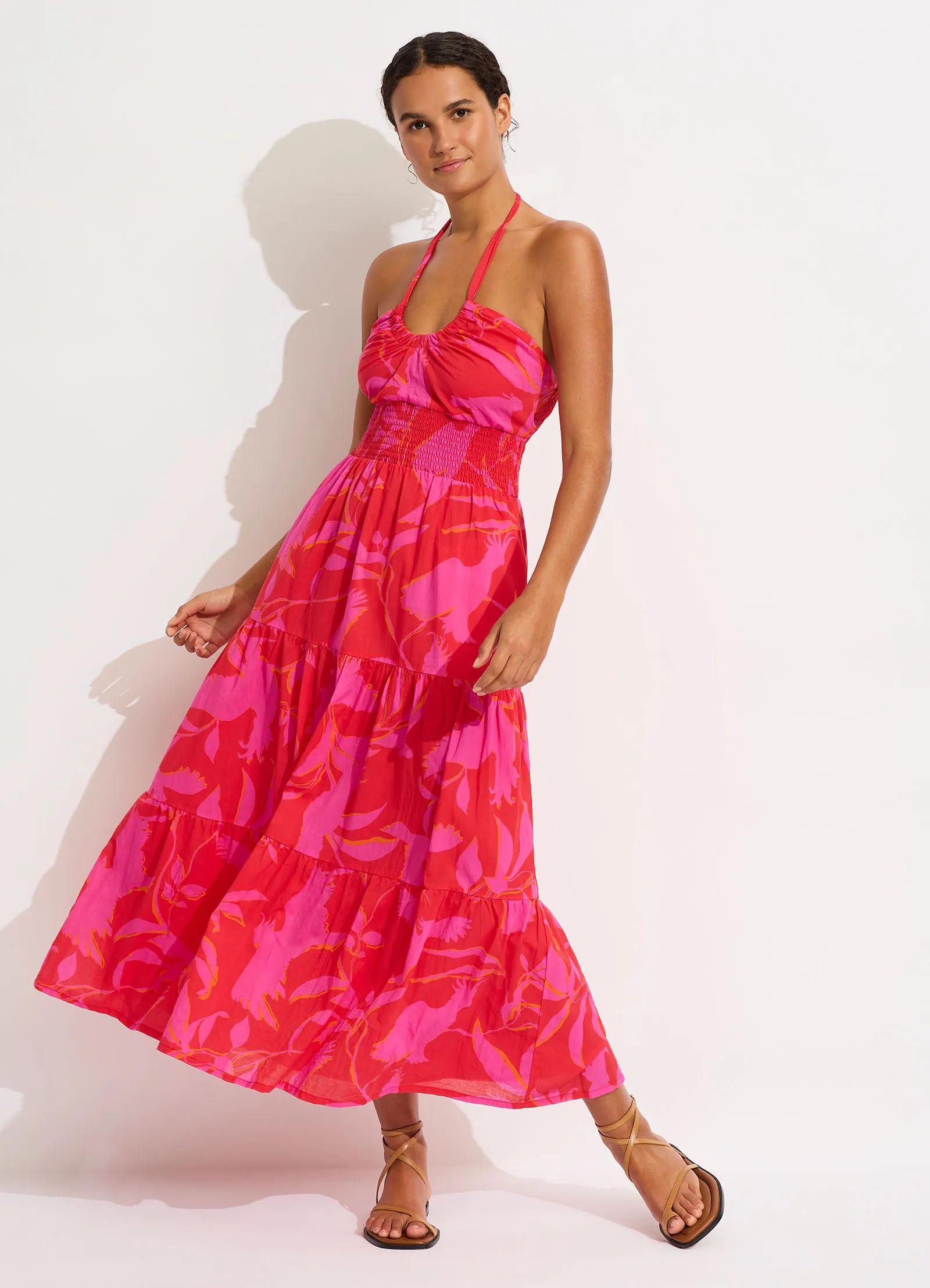 Birds Of Paradise Maxi Dress - Chilli Red