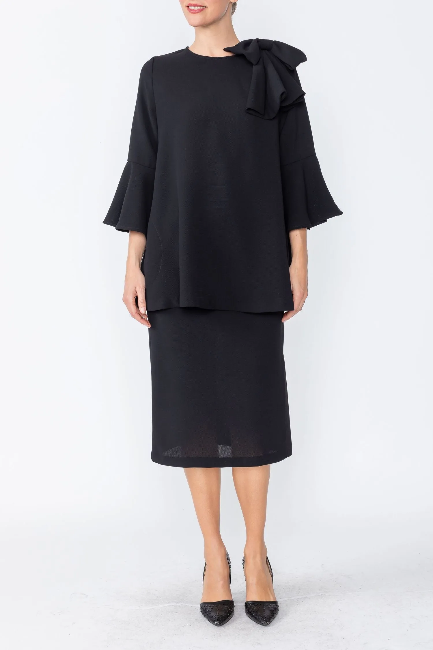 Black A-Line Cube Poly Tunic Top