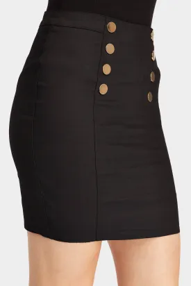 Black Mini Skirt With Gold Buttons