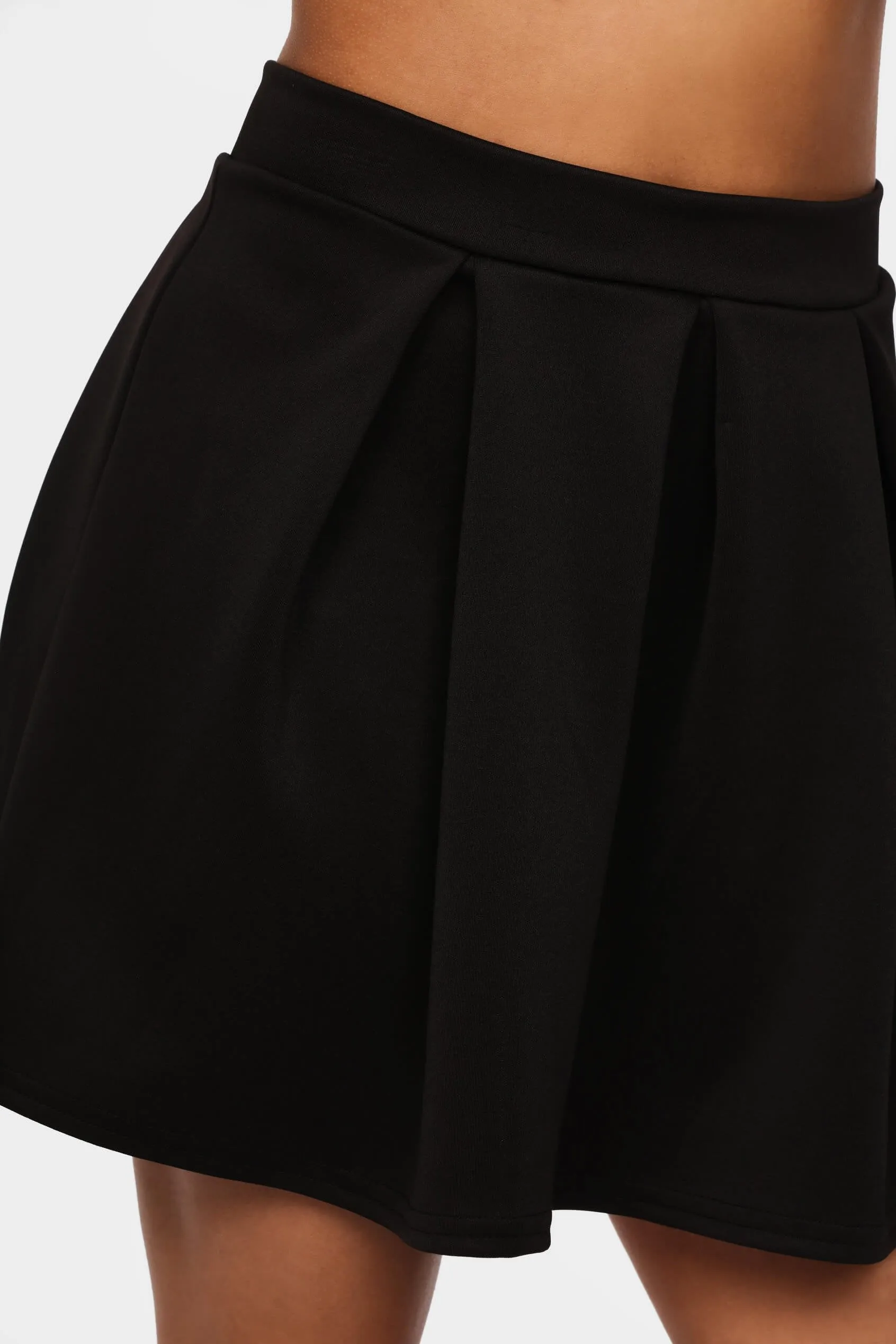 Black Pleated Skater Skirt