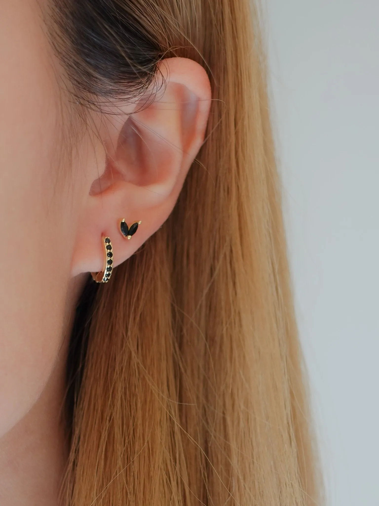 Black Sprout Sterling Studs in Gold