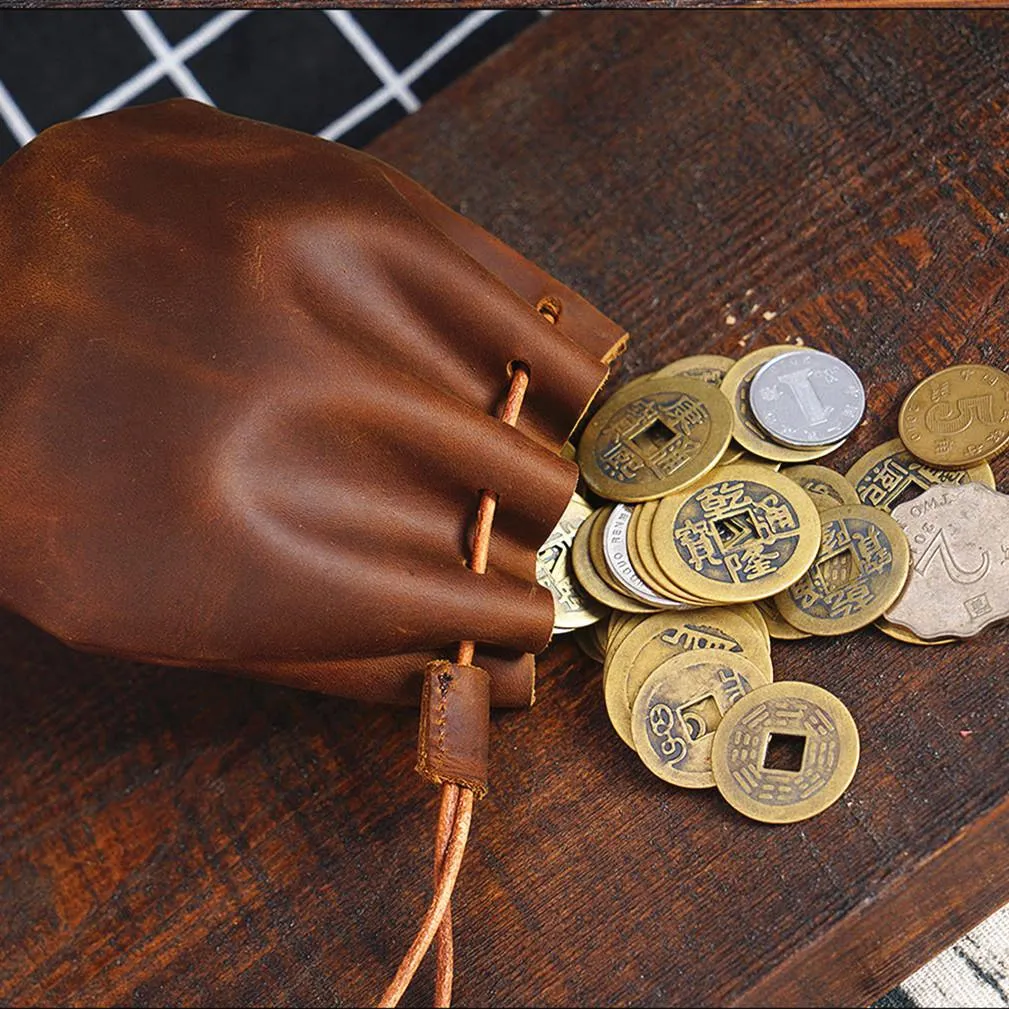 Black Women Mens Leather Coin Purse Coin Pouch Change Case Mini Leather Pouch For Men and Women