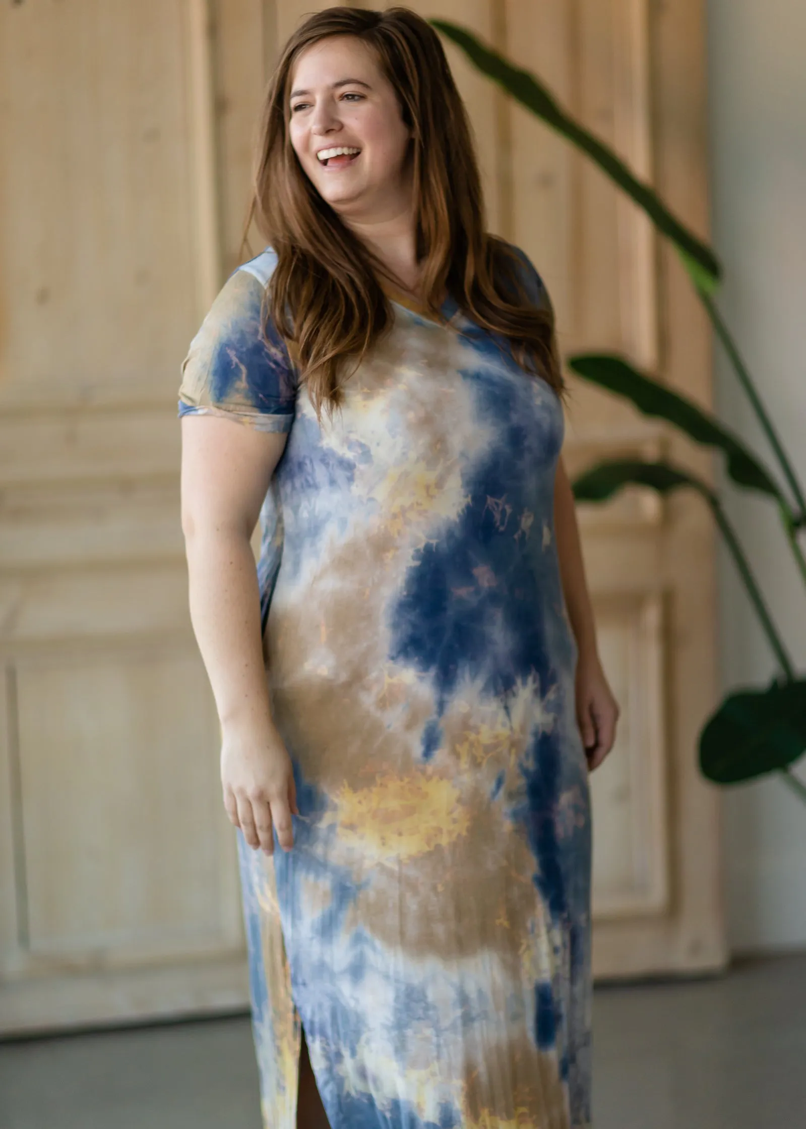 Blue Tie Dye Maxi T-Shirt Dress - FINAL SALE