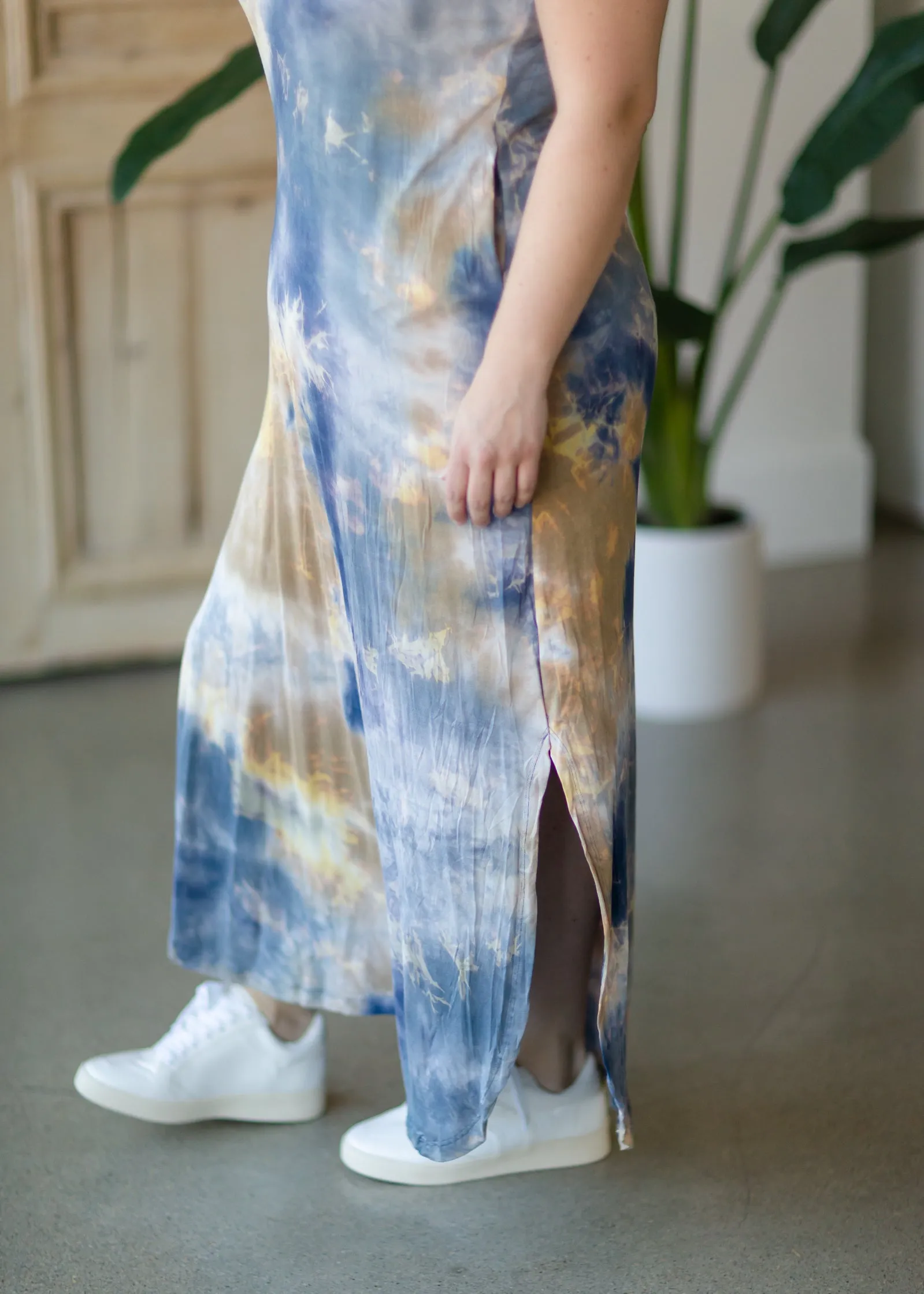 Blue Tie Dye Maxi T-Shirt Dress - FINAL SALE