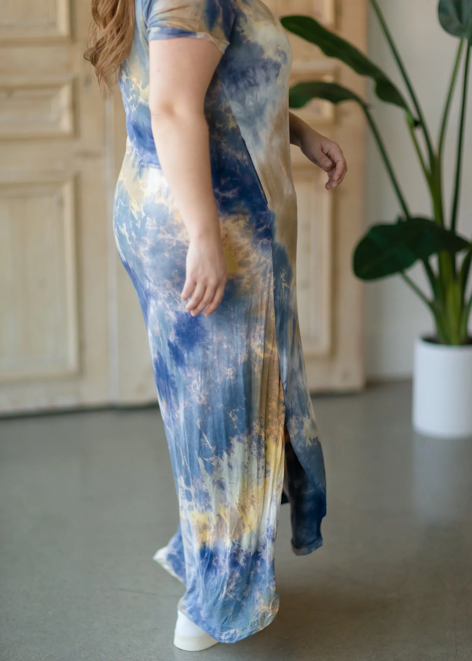 Blue Tie Dye Maxi T-Shirt Dress - FINAL SALE