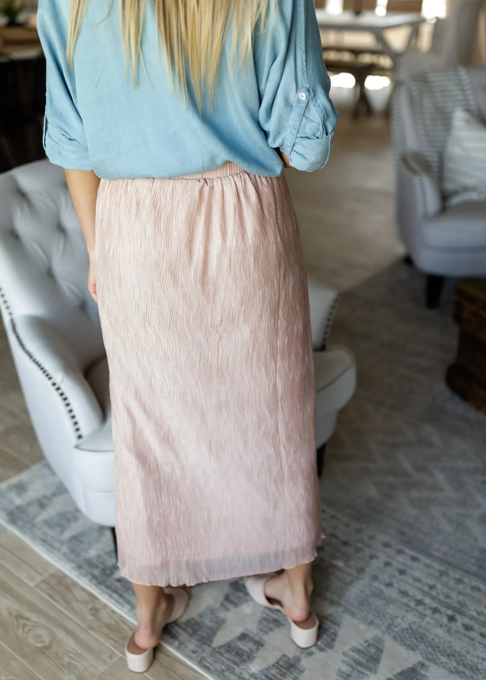 Blush Crinkled Chiffon Maxi Skirt - FINAL SALE