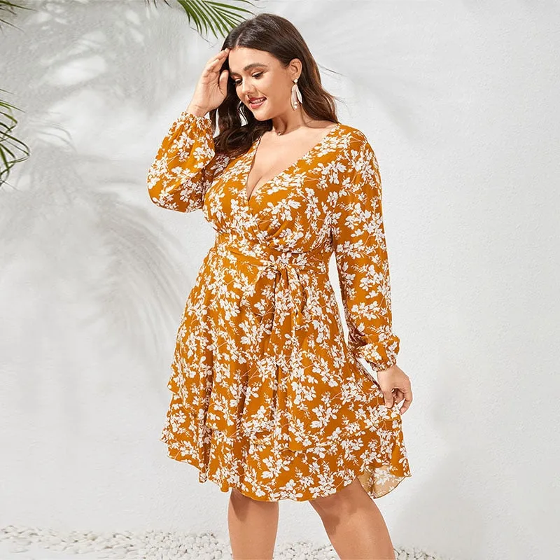 Bohemian Floral Printed Plus Size Sundress