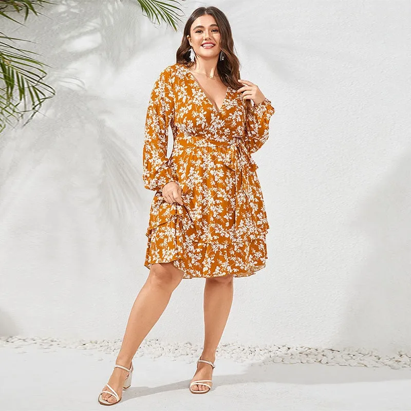 Bohemian Floral Printed Plus Size Sundress