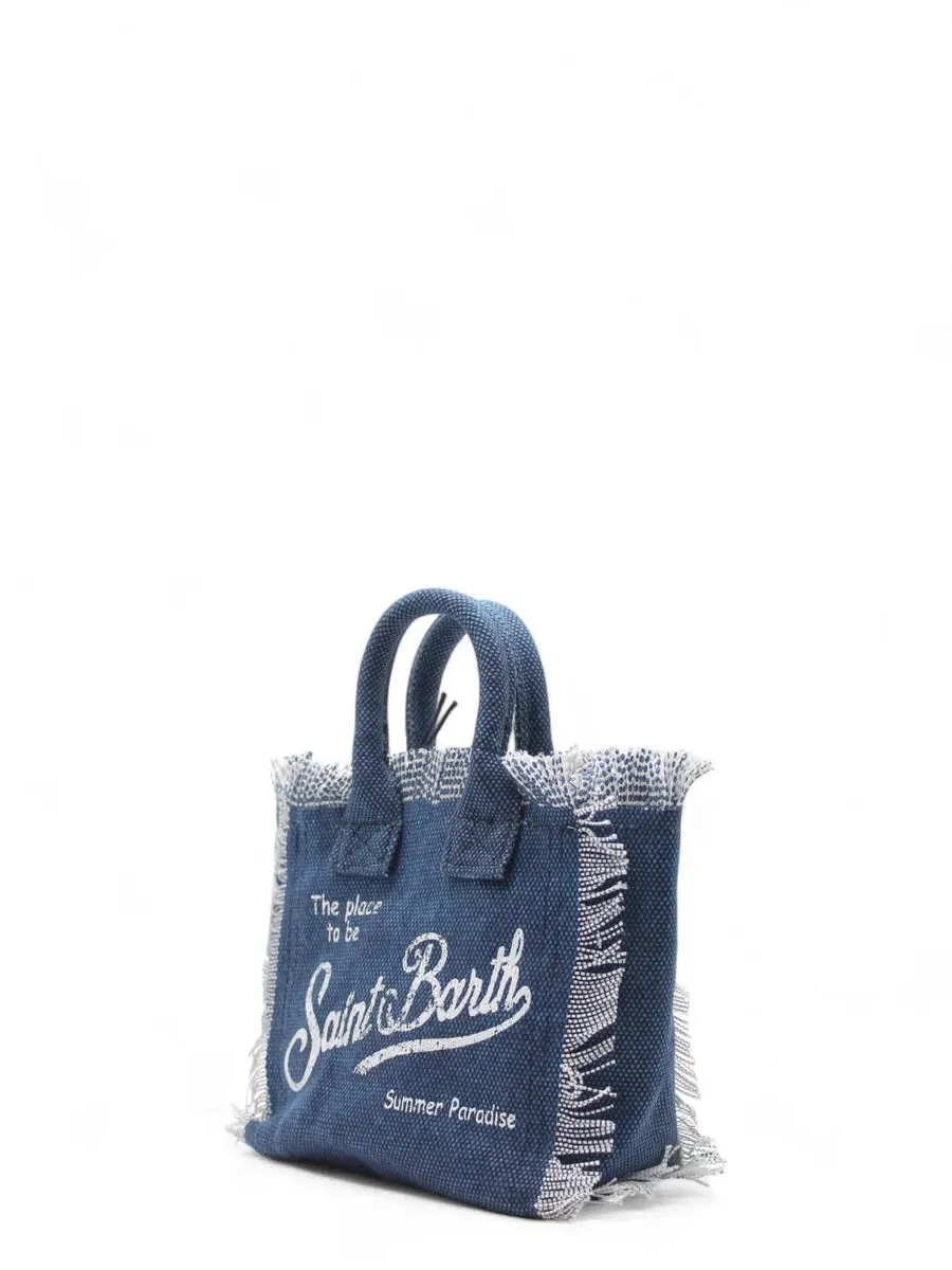 Borsa Mini Vanity in Tela di Cotone Denim