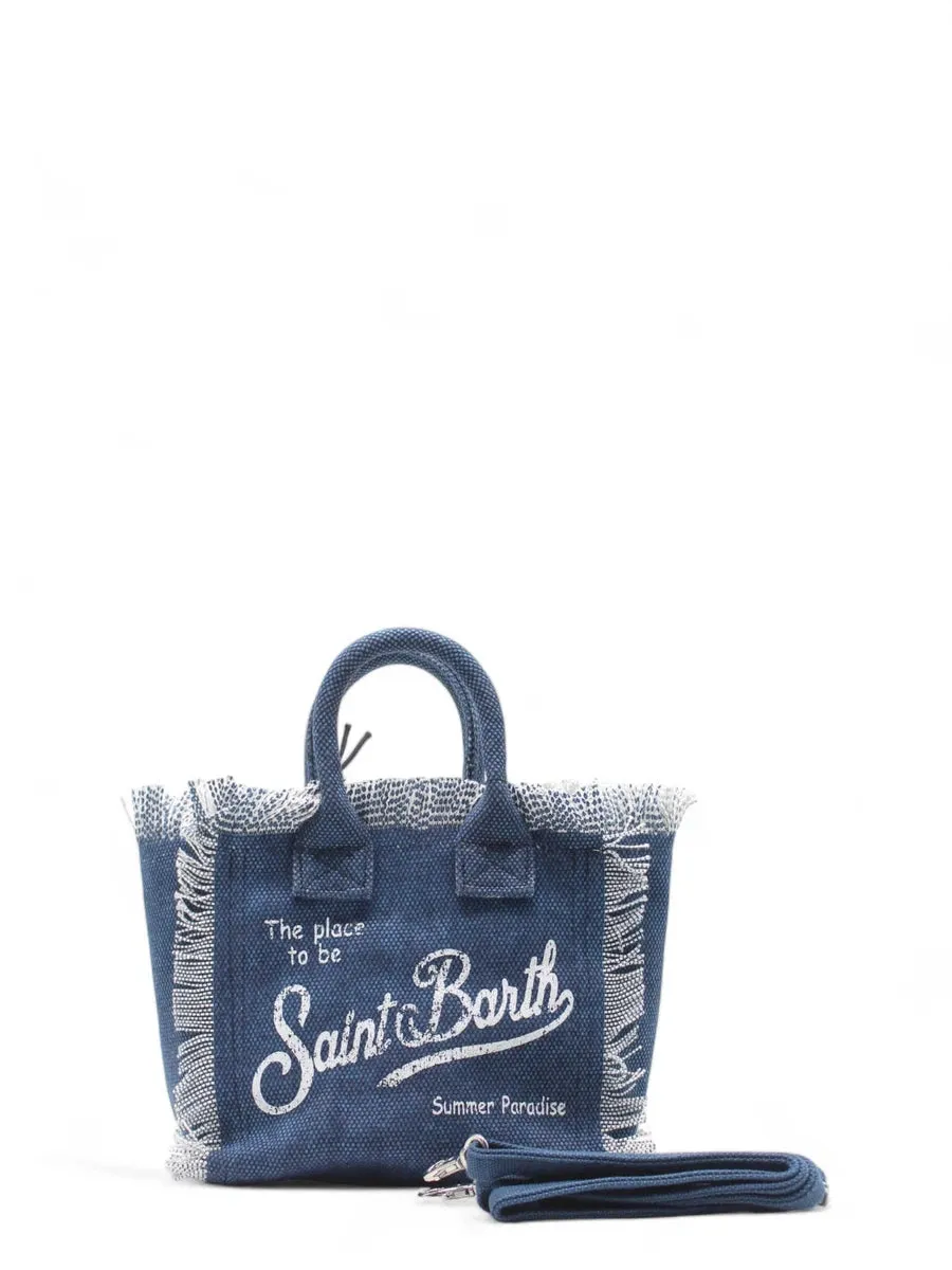 Borsa Mini Vanity in Tela di Cotone Denim