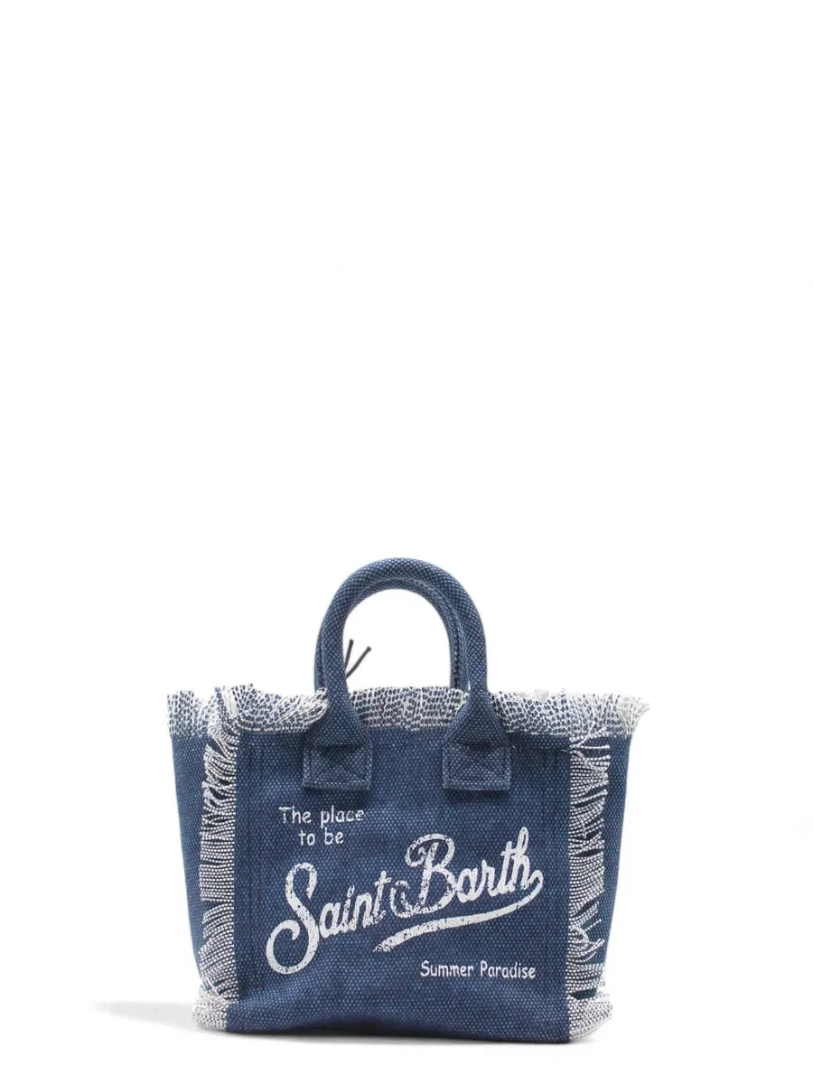 Borsa Mini Vanity in Tela di Cotone Denim