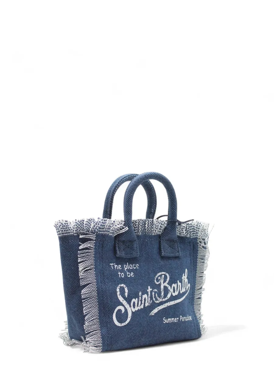 Borsa Mini Vanity in Tela di Cotone Denim