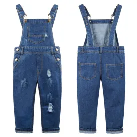 Boys Girls Jeans Overalls Baby Ripped Denim Workwear