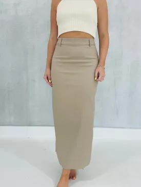 Business Class Midi Skirt - Taupe