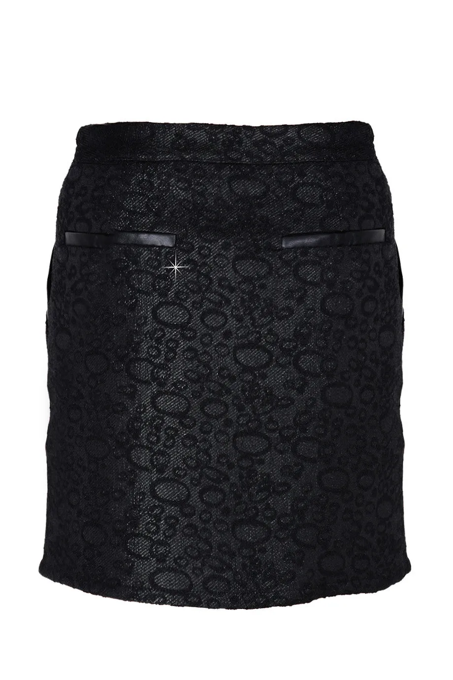 C BLOCK RURI Black Metallic Brocade Skirt