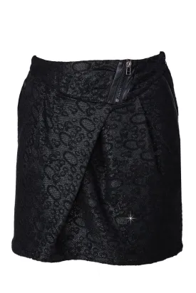 C BLOCK RURI Black Metallic Brocade Skirt