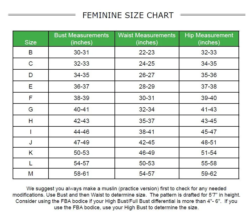 Cambria Top PDF Pattern Sizes B - M