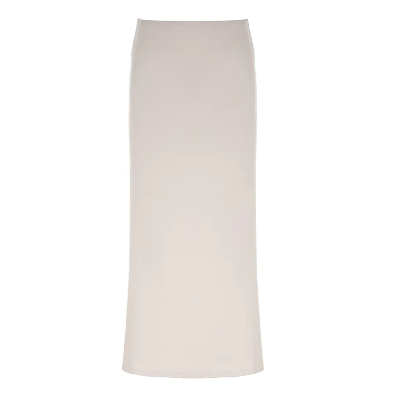 Casual Basic Solid Long Straight Skirt Elegant Fashion Low Waisted Maxi Skirts Women Summer Streetwear Ladies 90S