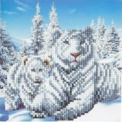 CCK-A8. "Snowy White Tigers" Crystal Card Kit