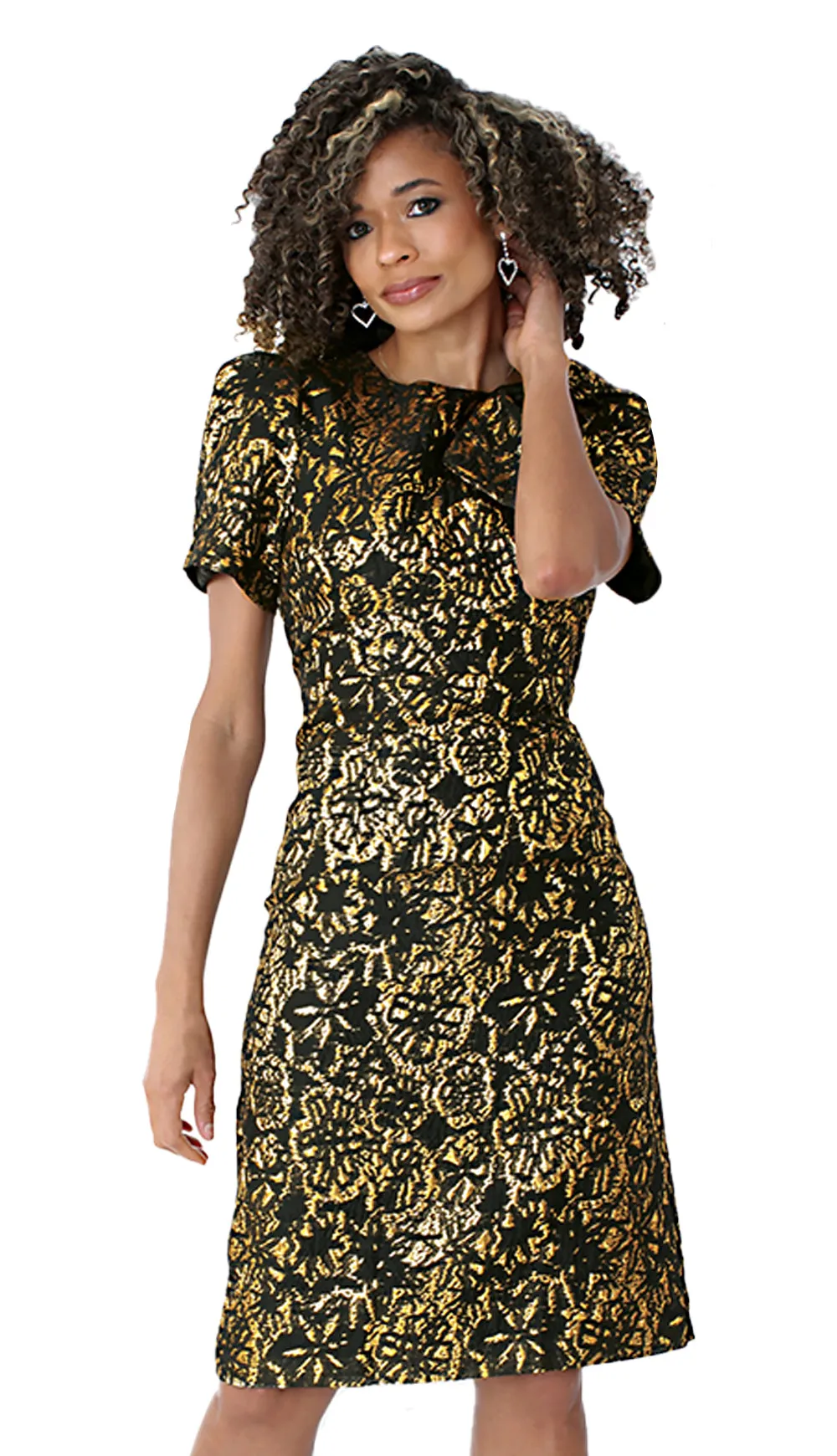 Chancele Church Dress 9703-Gold