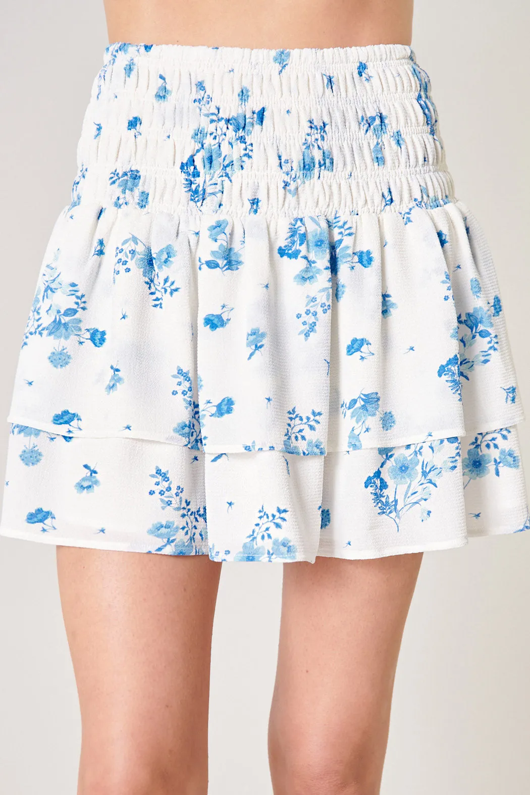 Chandler Floral Eclipse Smocked Ruffle Skirt