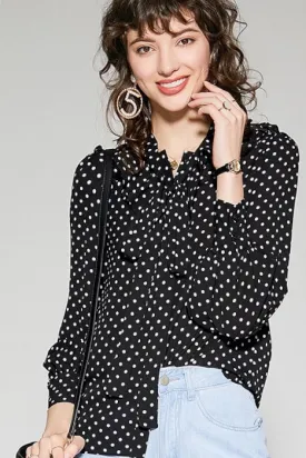 Chiffon Dot Blouse W/ Tie