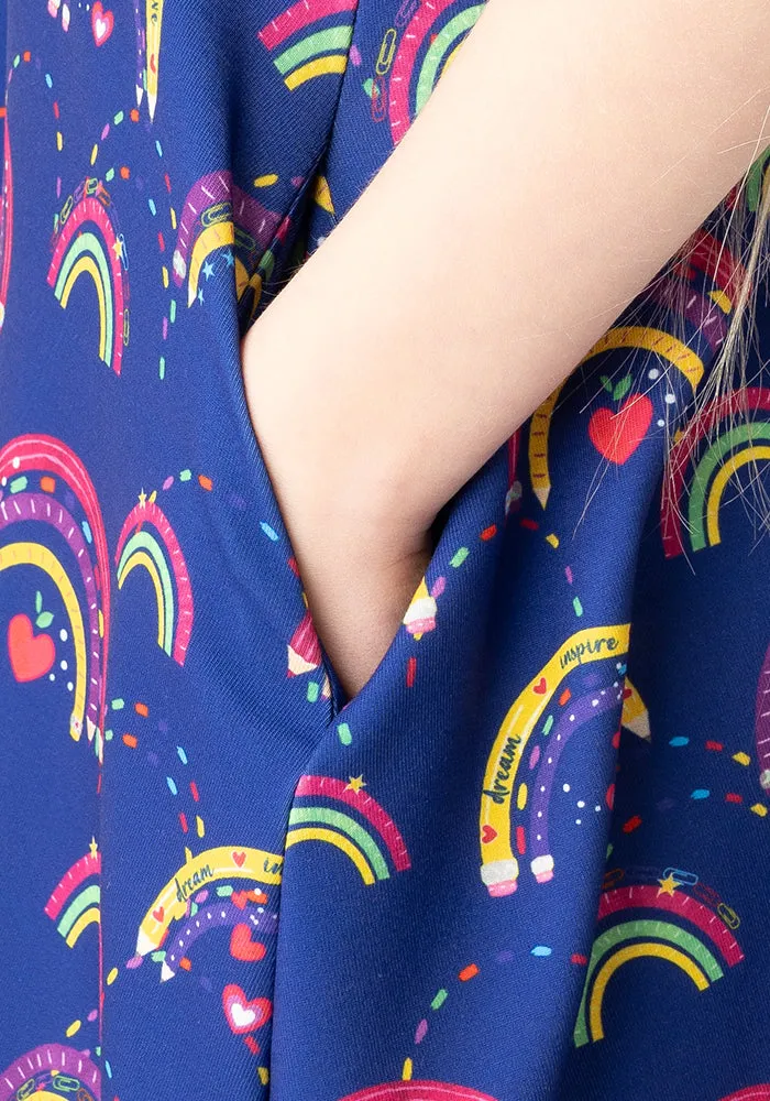 Children's Rainbow Pencil Print Dress (Elio)