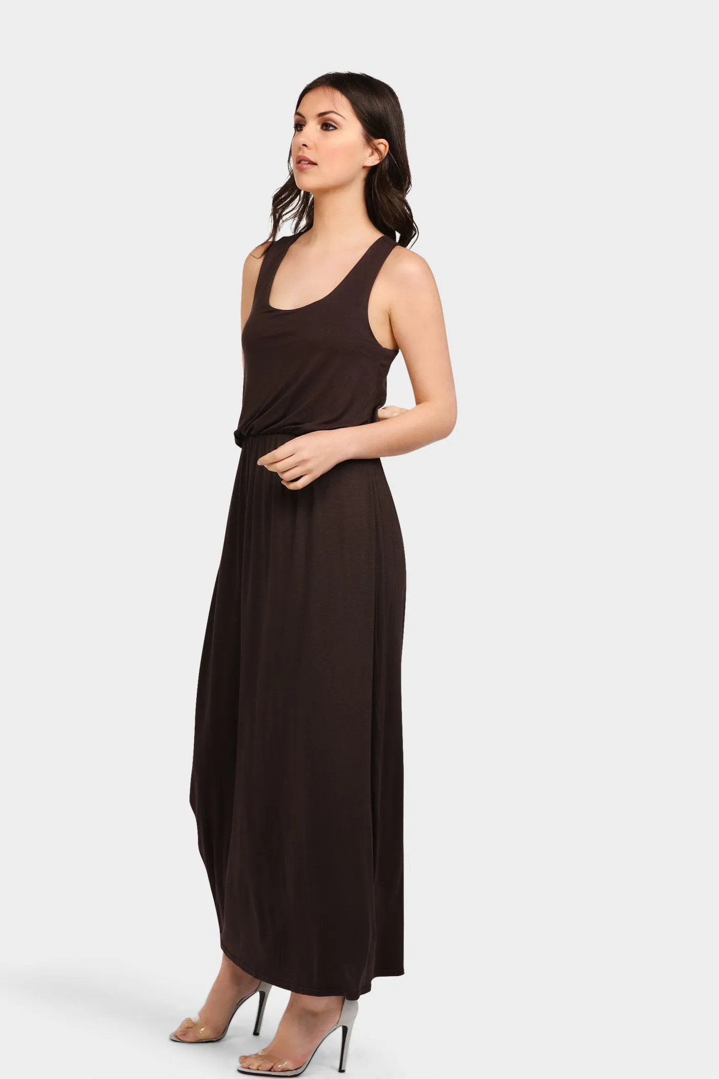 Chocolate Racer Back Maxi Dress