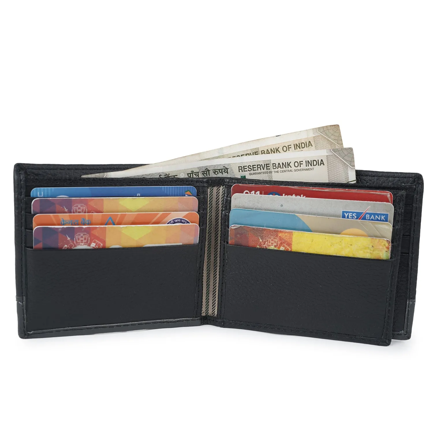 CIMONI Genuine Leather Classic Black Ultra Strong Stitching |12 Credit Cards Slot Wallet for Men