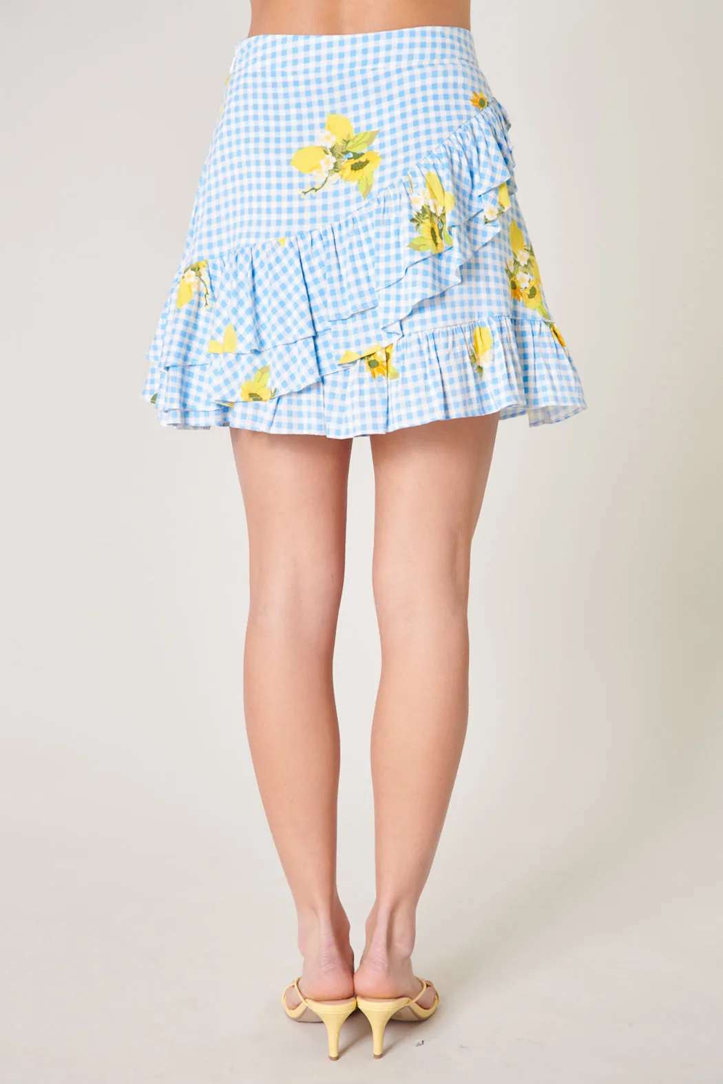 Citrus Picnic Gingham Jess Ruffle Mini Skirt