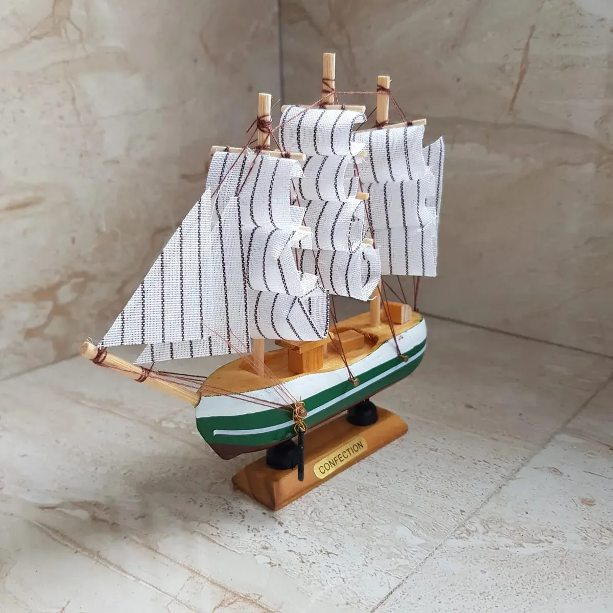 Confection - Home Decorative Wooden Sailing Ship Showpiece for Home & Office (Red&White) - (Select From Drop Down Menu)