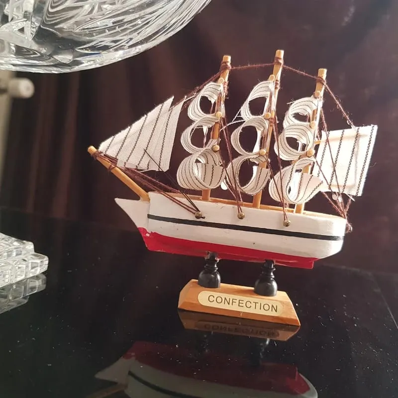 Confection - Home Decorative Wooden Sailing Ship Showpiece for Home & Office (Red&White) - (Select From Drop Down Menu)