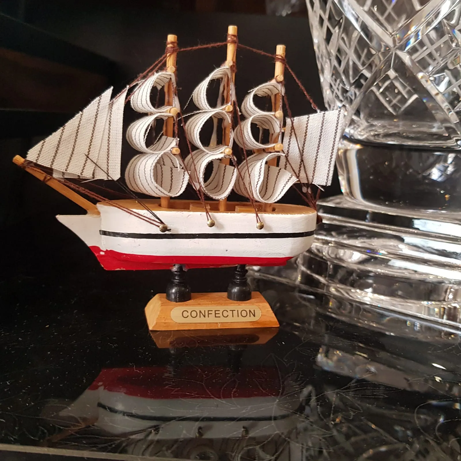 Confection - Home Decorative Wooden Sailing Ship Showpiece for Home & Office (Red&White) - (Select From Drop Down Menu)