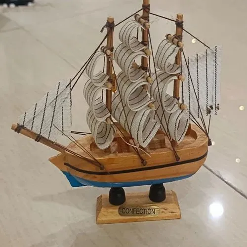 Confection - Home Decorative Wooden Sailing Ship Showpiece for Home & Office (Red&White) - (Select From Drop Down Menu)