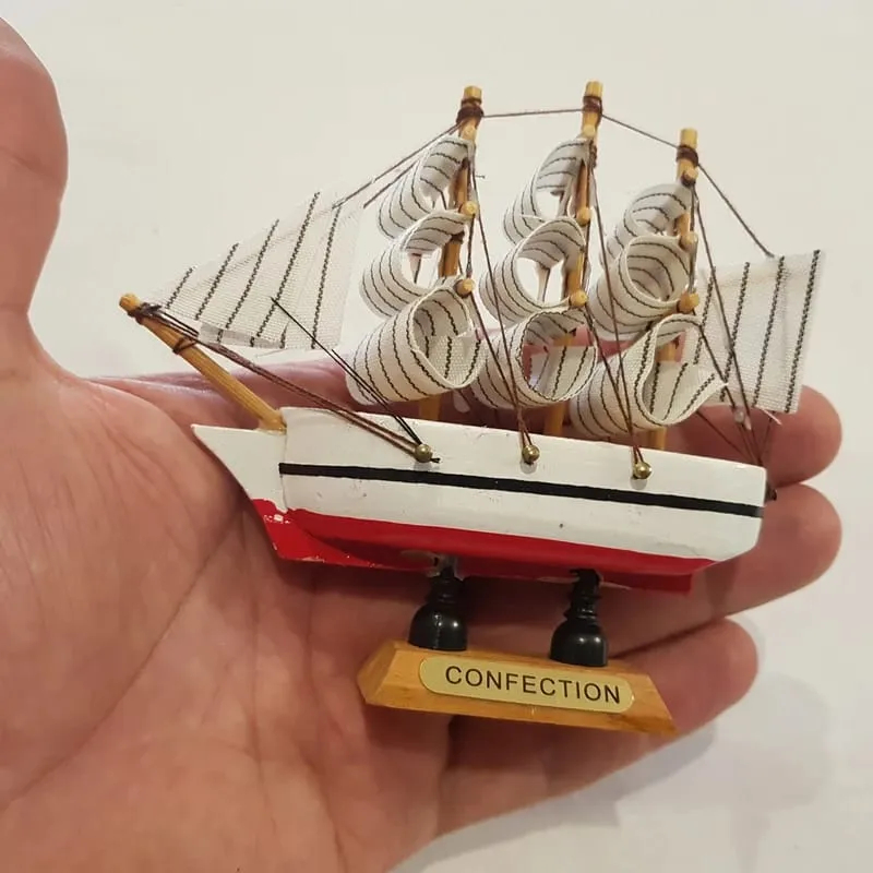 Confection - Home Decorative Wooden Sailing Ship Showpiece for Home & Office (Red&White) - (Select From Drop Down Menu)