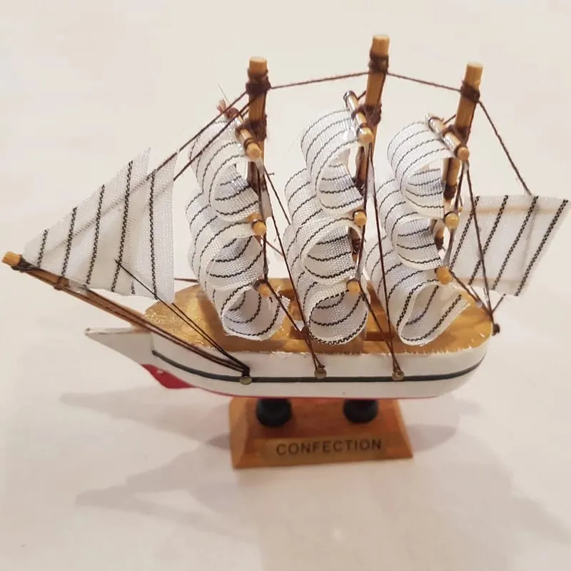 Confection - Home Decorative Wooden Sailing Ship Showpiece for Home & Office (Red&White) - (Select From Drop Down Menu)