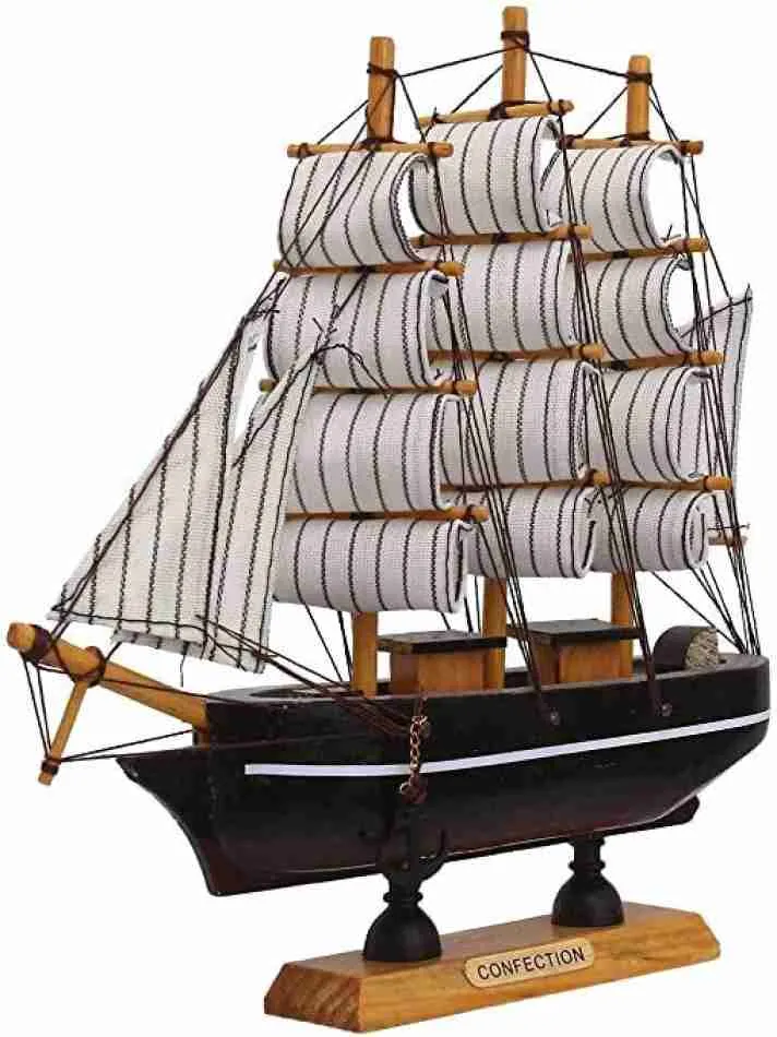 Confection - Home Decorative Wooden Sailing Ship Showpiece for Home & Office (Red&White) - (Select From Drop Down Menu)