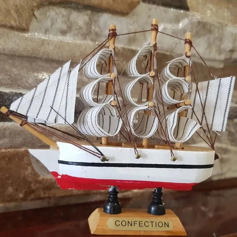 Confection - Home Decorative Wooden Sailing Ship Showpiece for Home & Office (Red&White) - (Select From Drop Down Menu)