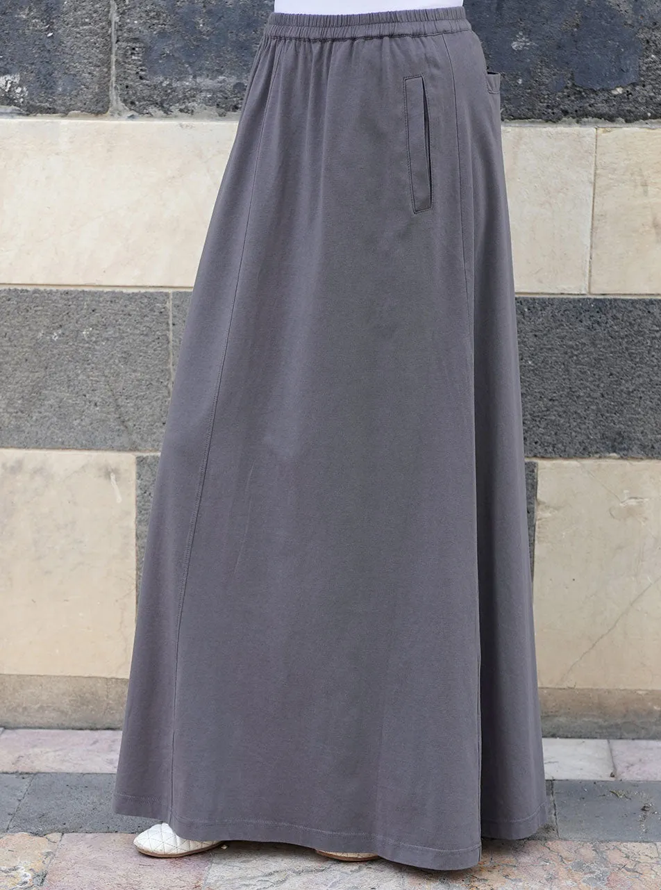 Cotton Jersey Maxi Skirt with Pockets