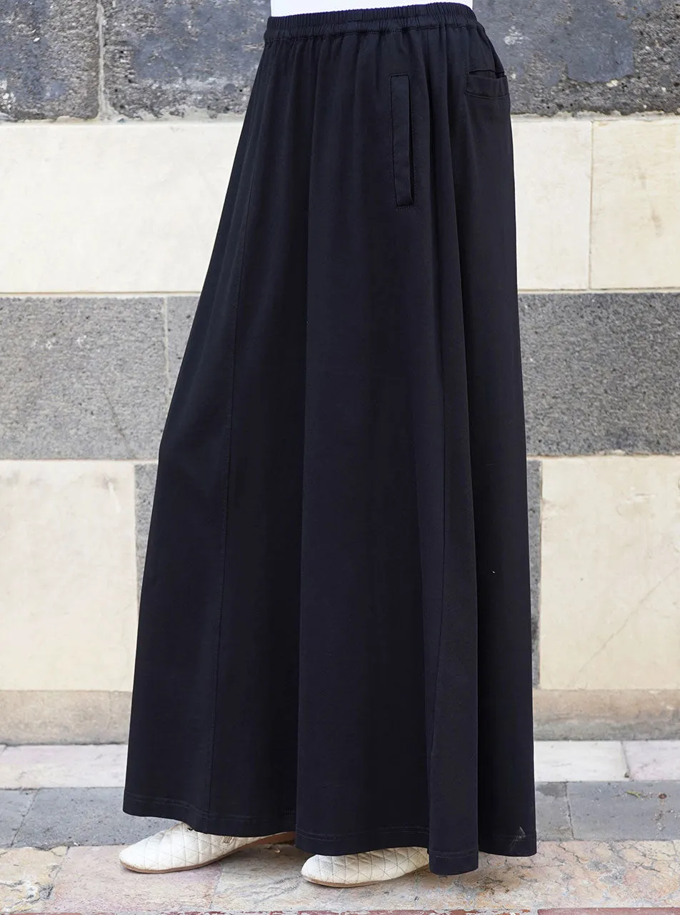 Cotton Jersey Maxi Skirt with Pockets