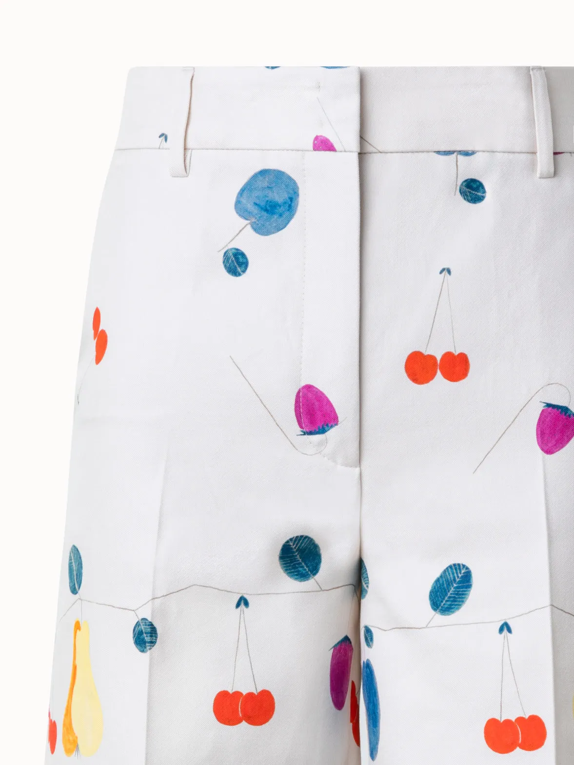 Cotton Silk Double-Face Bermuda Shorts with Fruits Print