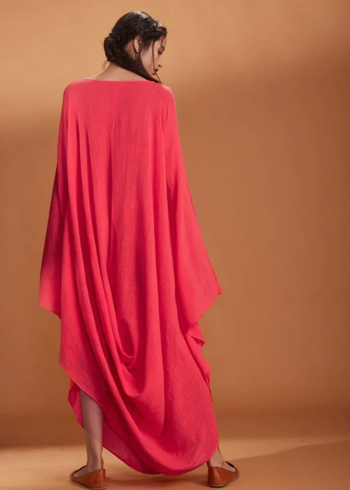 Cowl dress Kaftan style - Coral